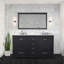 Meuble-lavabo double l 60 po x P 22 po, comptoir en marbre de Carrare, ensemble de robinet et miroir de 58 po-881418969