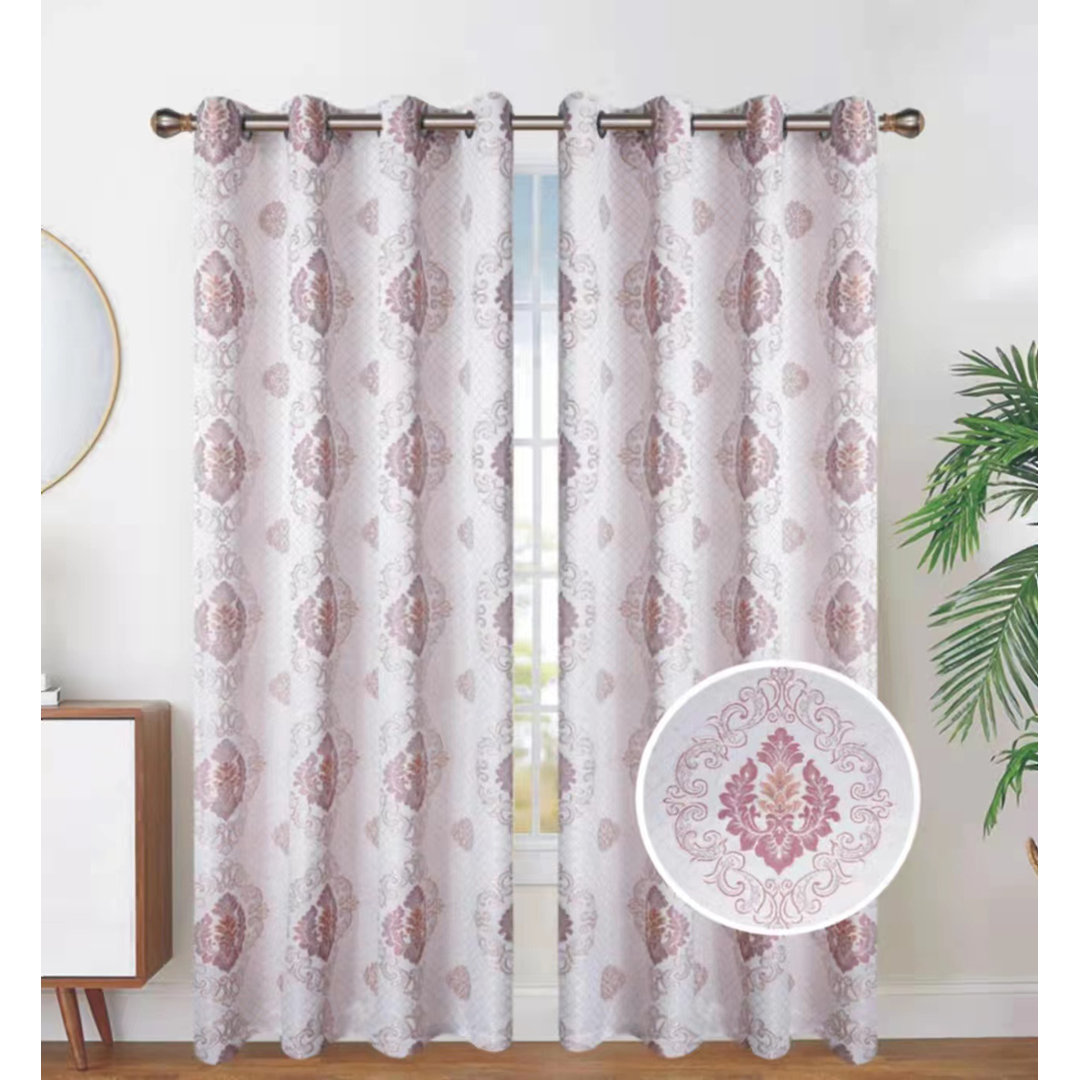 Polyester Sheer Curtain Single Panel Bungalow Rose Curtain 