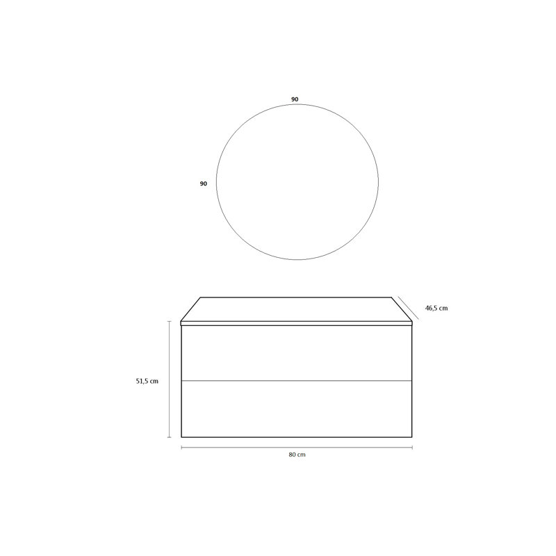 Canvar 81mm Single Bathroom Vanity with Drop In Ceramic Basin, Ash Oak