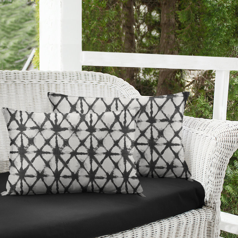 Housse de coussin rectangulaire Shibori, Noir, Ikat