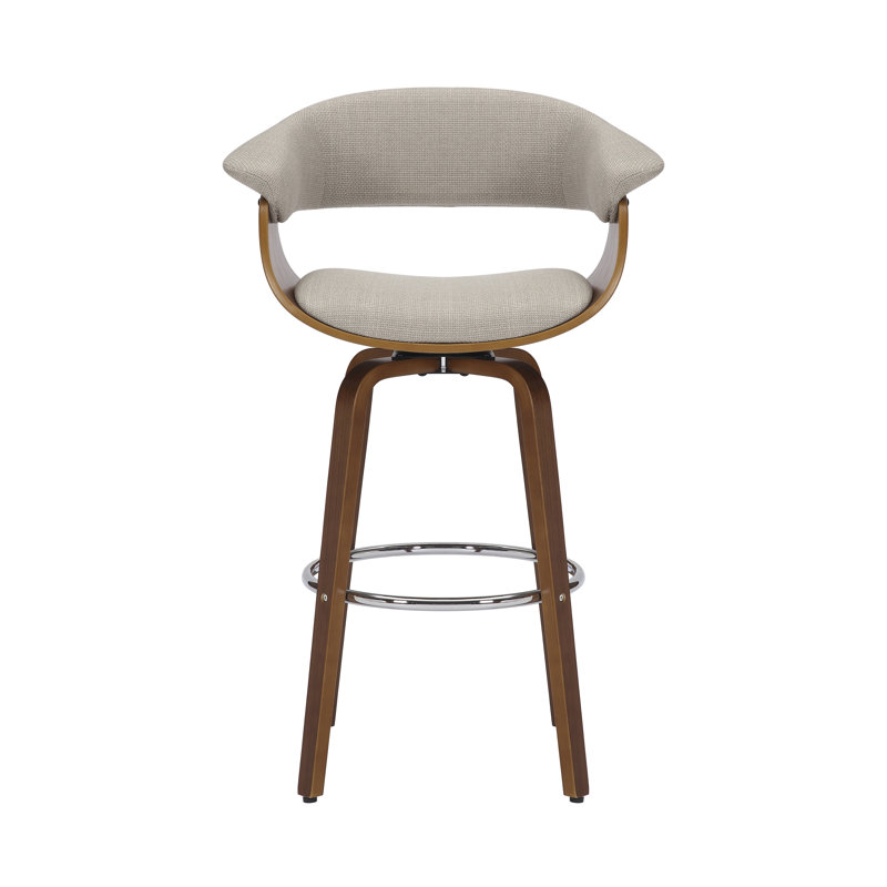 Avaan Anvar Swivel 28.5" Fabric Bar Stool, Gray