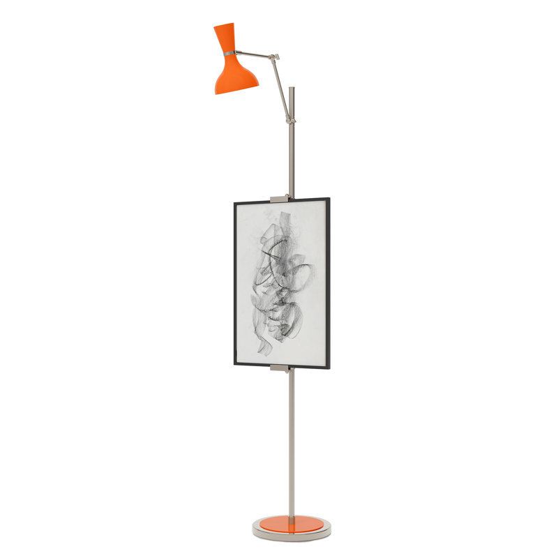 Clare Easel Floor Lamp, Pumpkin, Polished Nickel