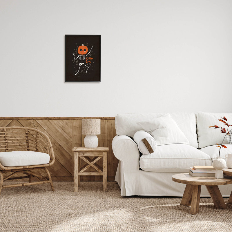 «Hello Boo Halloween» souriant à -111, H 20 po x l 16 po x P 1,5 po, Giclée encadrée noir minuit