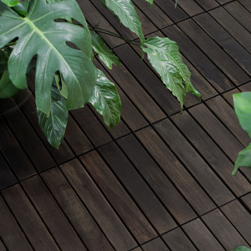 30 pièces de carrelage de terrasse brun foncé à motif entrelacé rayé, 30