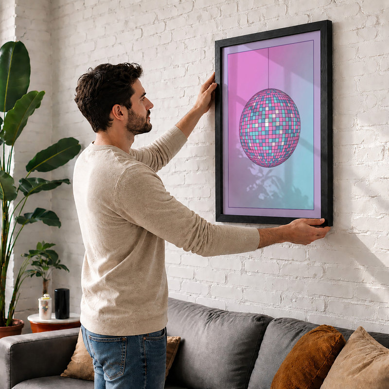 Disco Ball In Motion Retro - Print, Unframed, A2 - 59.4 x 42.0 cm