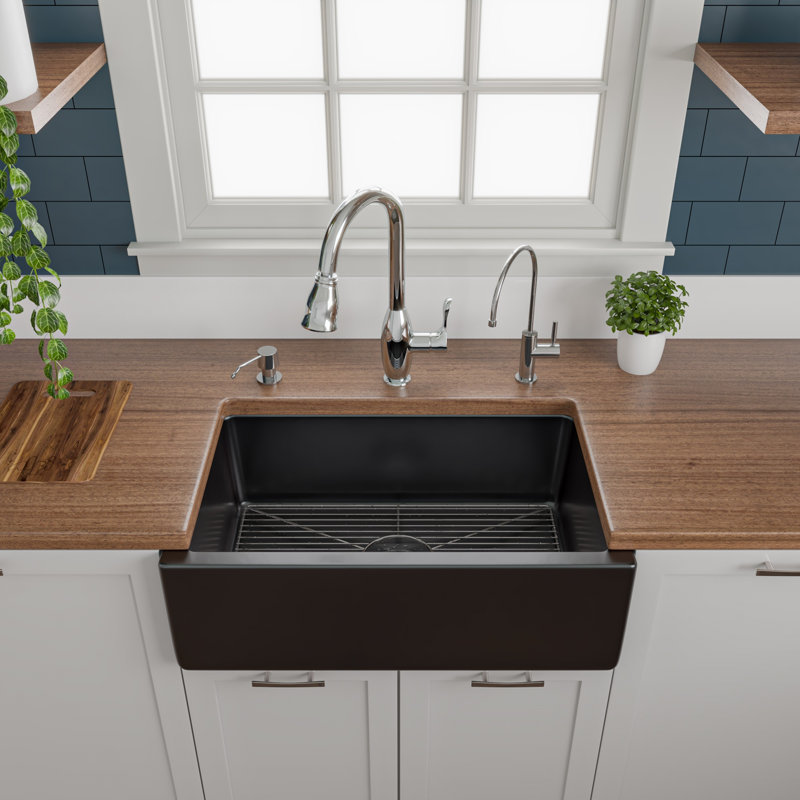 29.88'' L Single Bowl Fireclay Kitchen Sink