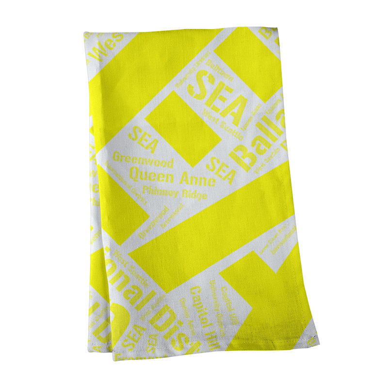 Cotton Tea Towel Kitchen Towel, Yellow, Seattle