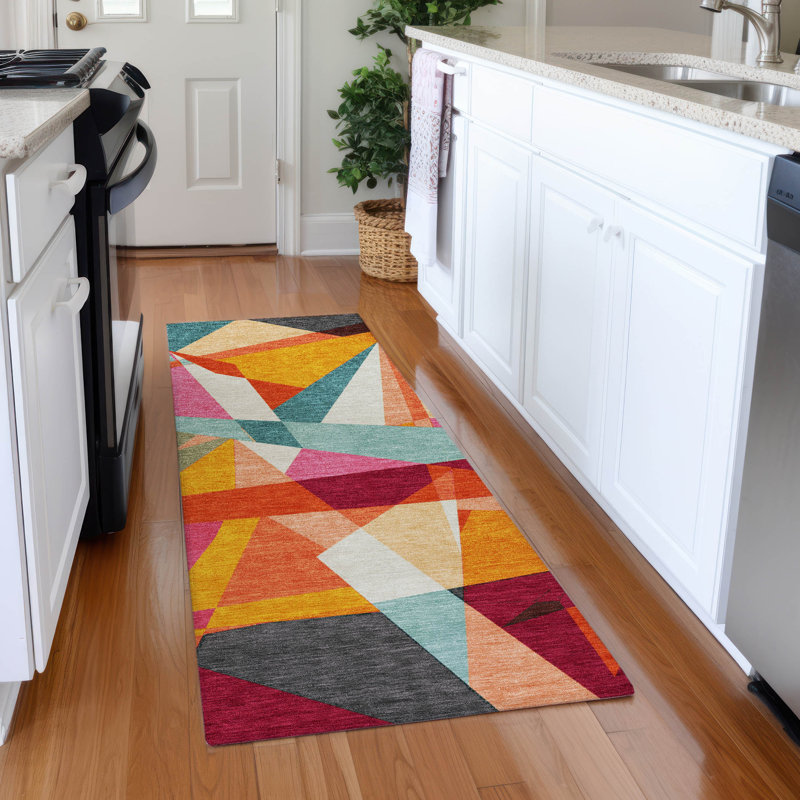Zexture Orange Washable Indoor-Outdoor Rug - LOOMLAN, 2'3" x 7'6"
