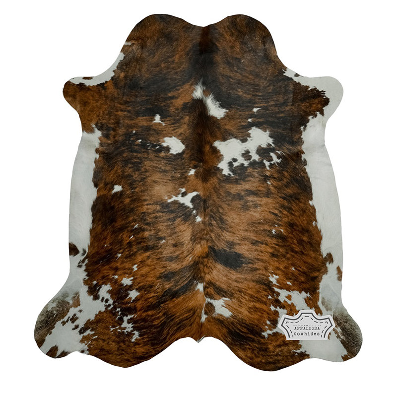 Handcrafted Medium Pile Black and Brown Cowhide Rug 5' x 7'