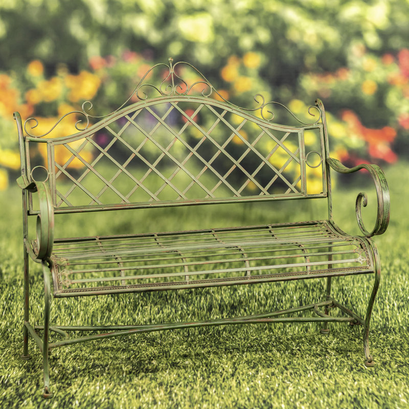 Banc de jardin en métal Stephania, Vert antique