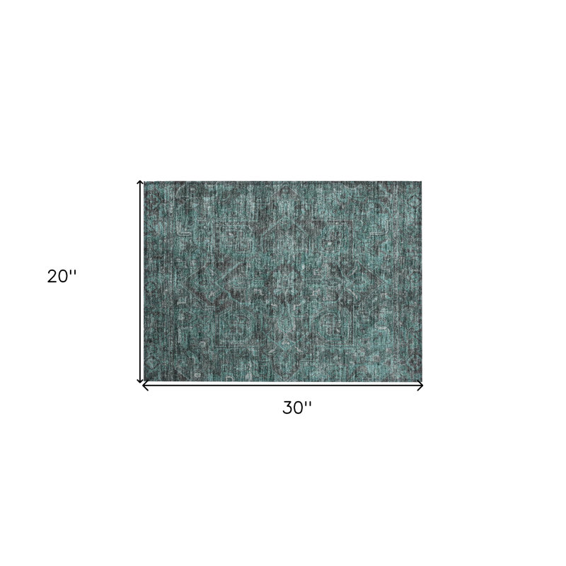 Tapis d'intérieur extérieur antidérapant lavable turquoise 2 pi x 3 pi