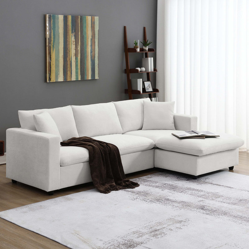 Canapé modulaire 3 pièces rembourré, Polyester blanc