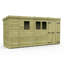 Total Sheds 13ft x 4ft Pent Garden Shed - Double Door - With Windows - Pressure Treated Timber - UK Manufactured