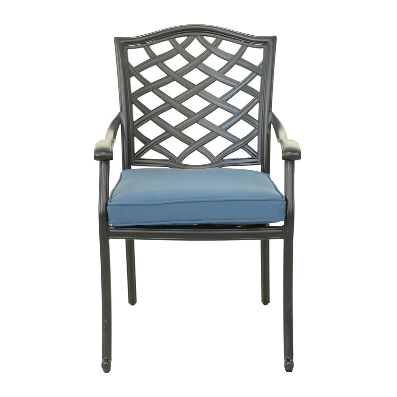 Chaise de patio Annecorinne, Espresso brun, Bleu saphir