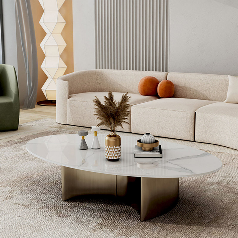 Table ovale italienne de luxe, H 16,10 po x L 47,2 po x l 23,6 po, Blanc