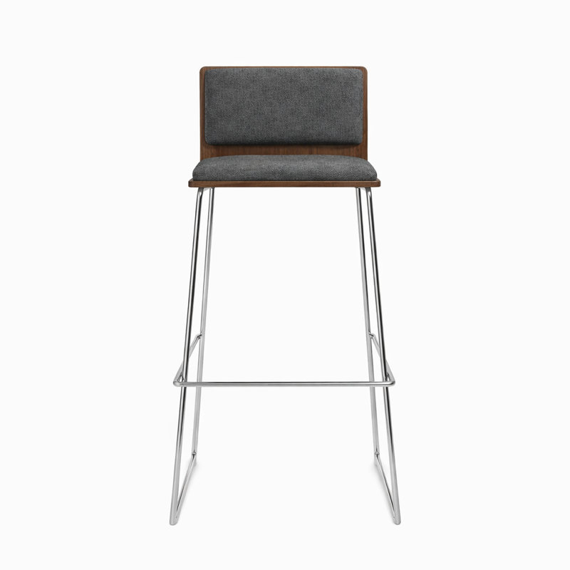 Tabourets Corona, Chrome chrome, Tissu gris fumée, Tabouret de bar (siège d'une hauteur de 29 po)