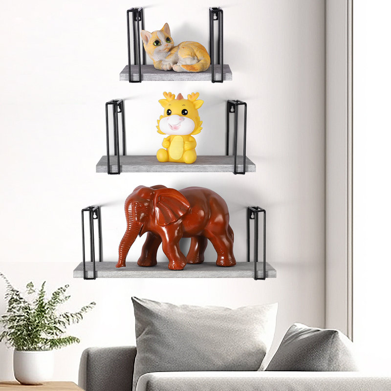 Rishipal 3 Piece Floating Shelf, in Grey