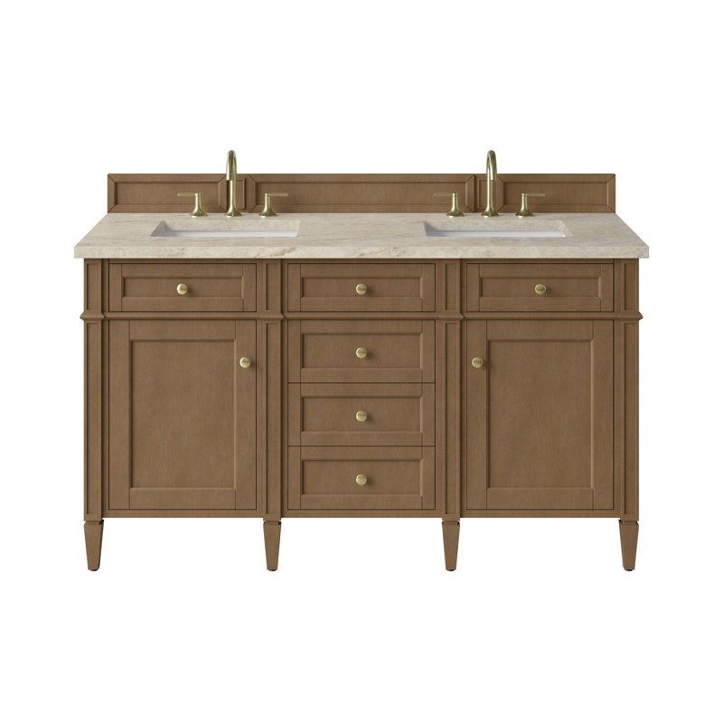 Brittany 60'' W Double Vanity, Pecan, Tajnar Eclos