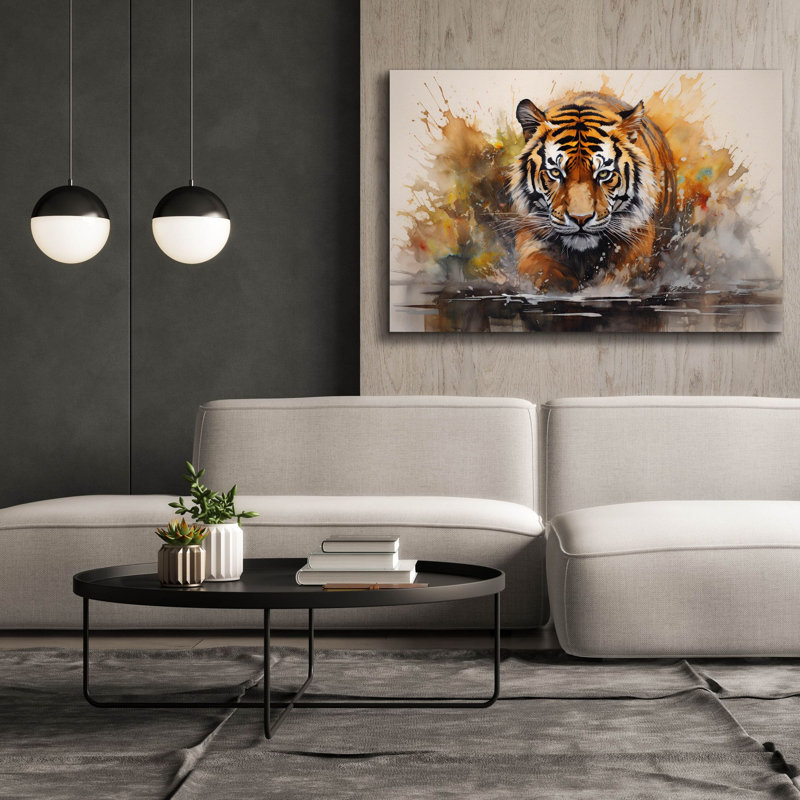 «Epic Graffiti», «Wild Life Of Predators In Watercolor 3» par Momart, art mural sur toile, H 40 po x l 60 po x P 1,5 po