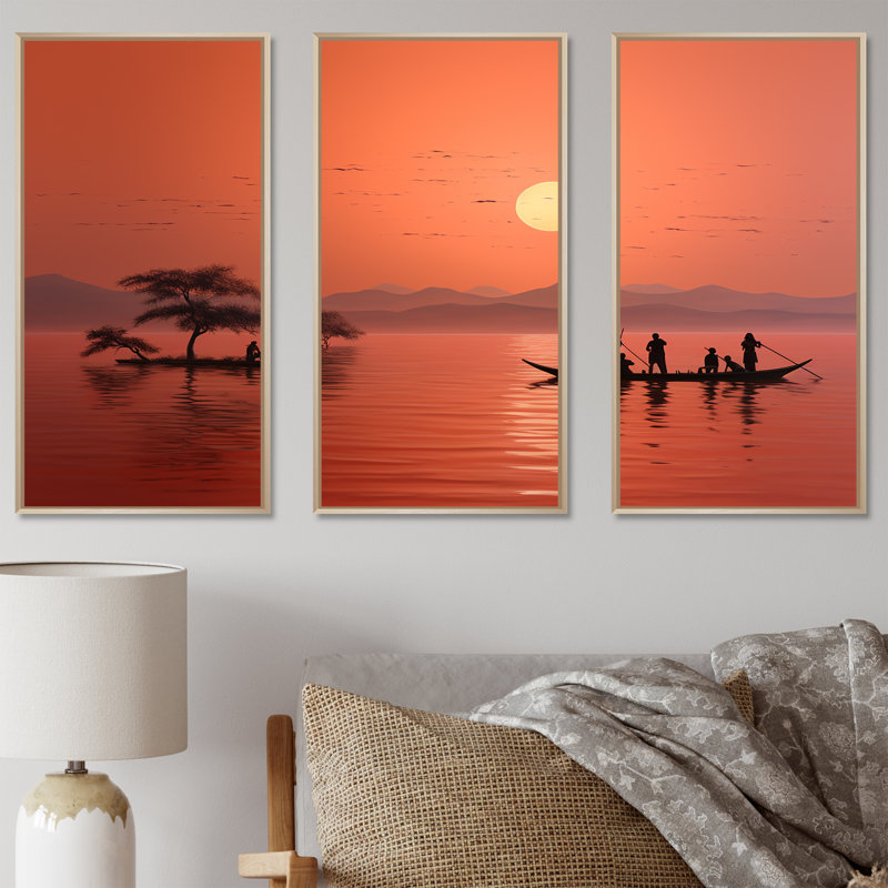 Tribus d'Afrique Dinka aube - Portrait d'art sur toile, Cadre naturel flottant, H 28 po x l 36 po x P 1 po