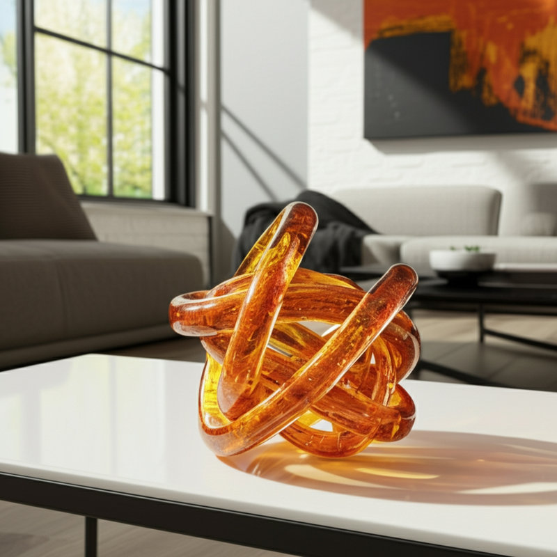 Decorative Objects for Home Decor – Modern Loop Sculpture and Statues for Kitchen Decor and Table Styling – Abstract Glass Decorations for Living Room, Shelf Display, or Entryway Accent