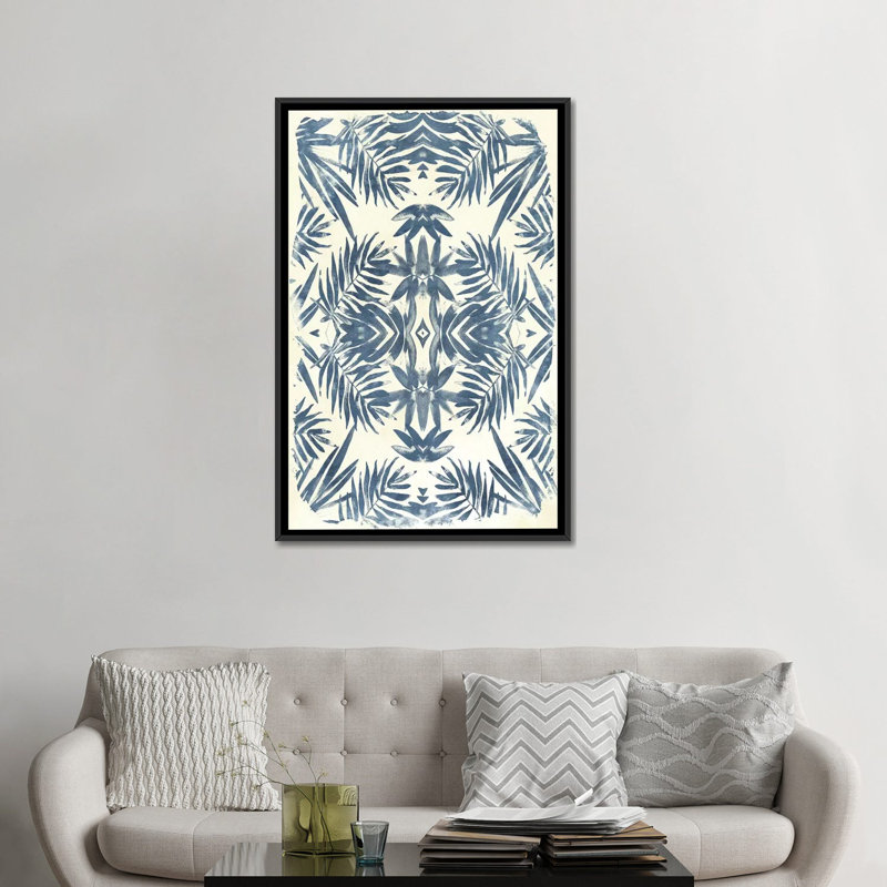 «Tropical Kaleidoscope I», impression sur toile, H 60 po x l 40po x P 1,5 po, Toile avec cadre noir, Pas de tapis