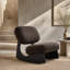 Fauteuil à bascule sculptural avec base creuse incurvée, chaise berçante sans accoudoirs recouverte de chenille douce pour chambre d'enfant, chambre à coucher et salon