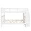 Lit superposé blanc pour escalier pour chambre à coucher, garde-corps de rangement et garde-corps, construction solide, escalier fonctionnel, lit divan-lit pour chambre à coucher, blanc, espace, pieds robustes, boîte à ressorts non requise