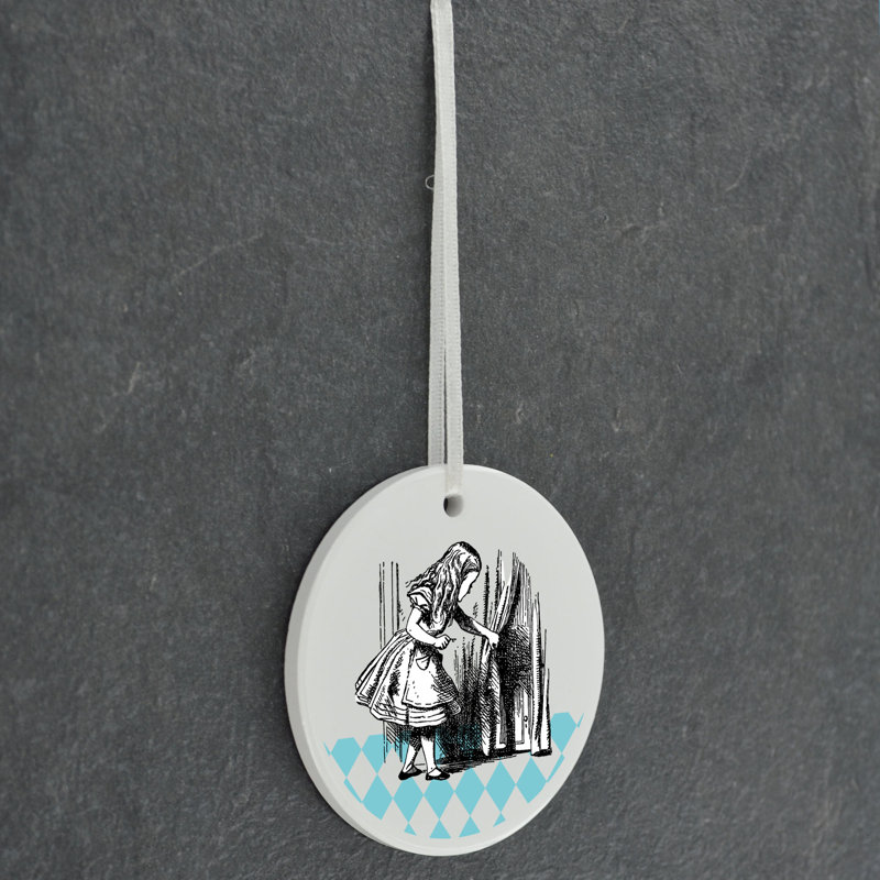 Alice Peeking Alice In Wonderland Circle Shaped Ceramic Ornament Bauble