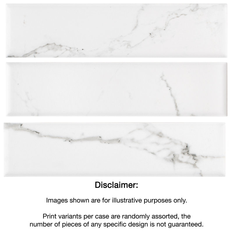 Timeless Brick Calacatta 2-3/8" x 9-3/4" Porcelain Stone Look Wall & Floor Tile