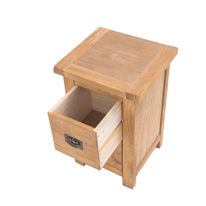 Aurelie 2 Drawer Bedside Table, Waxed