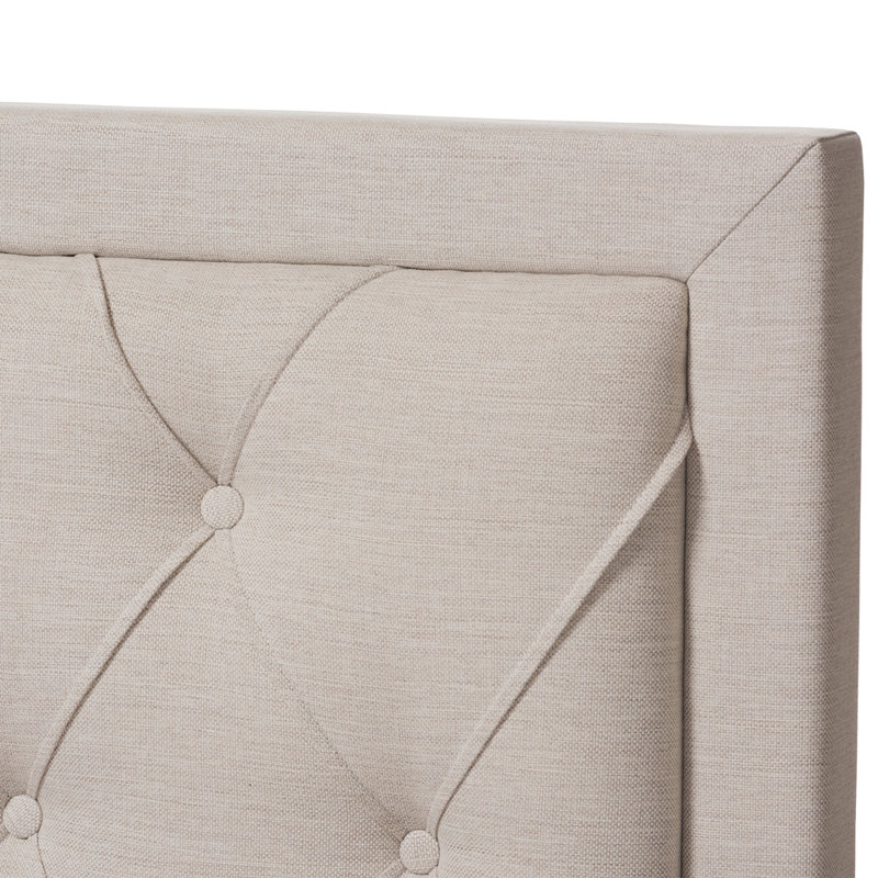 Lit plateforme tapissier avec rangement Aurelie, Grand, Beige