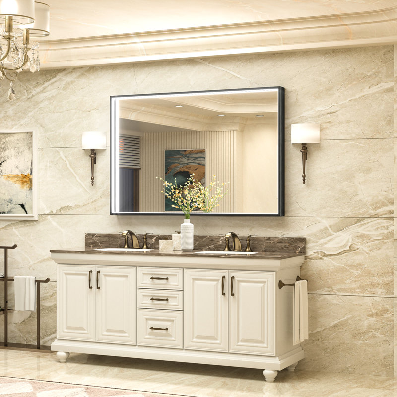Sahiti Metal Framed LED Bathroom Mirror with Anti-Fog , 55" x 36"