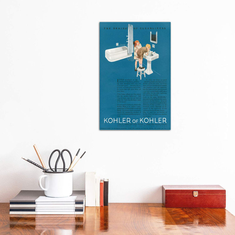 «1923 Kohler», affiche de magazine - reproduction d'art textuel, H 18 po x l 12 po x 1,5 po, Toile tendue