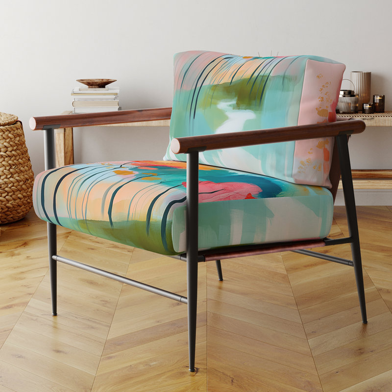 Chaise d'appoint Forest - fauteuil coloré abstrait Forest I, Brown Round Arms