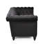Fauteuil 3 places en velours noir avec capitonnage classique et tissu doux