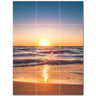 Sunset Photo 4.25'' x 4.25'' Satin Ceramic Decorative Mural