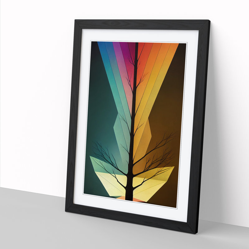 Tree Hypreprism Style - Single Picture Frame Print, 64cm H x 46cm W x 2cm D, Black