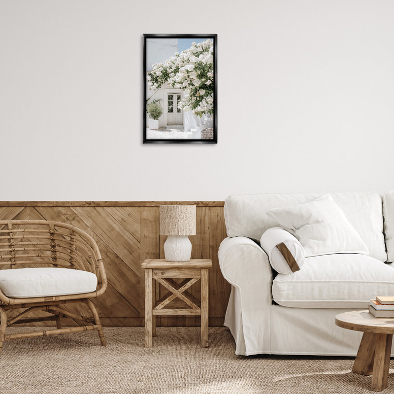 «White Architecture Garden», toile flottante encadrée noire par RB, Cadre flottant noir de jais, H 25 po x l 17 po