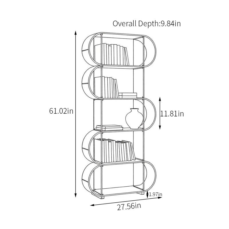 Acrylic multi-layer storage display bookcase, (5 Shelves) 61.02"H x 27.56"W x 9.84"D