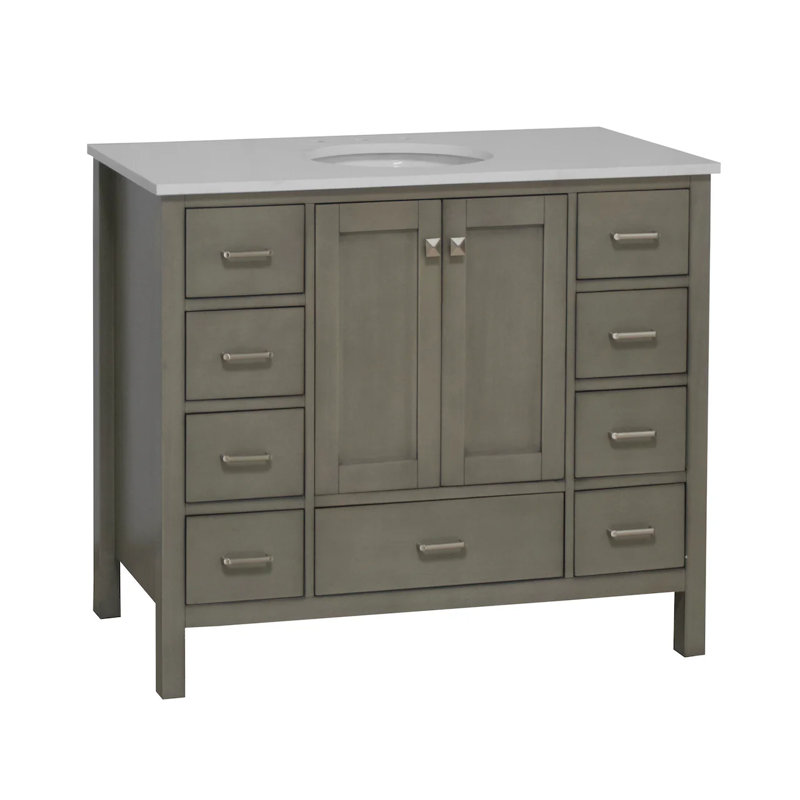 Claudett 48'' Single Bathroom Vanity with Top, White, Engineered White