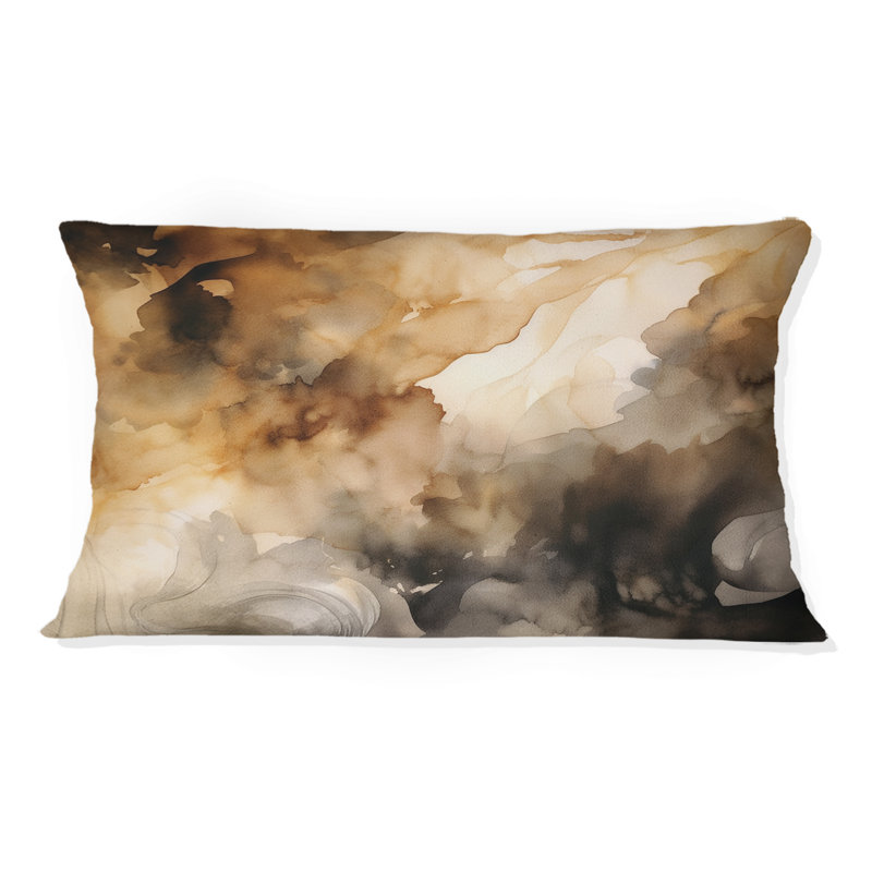 Brun et crème - Fluidité abstraite - Coussin décoratif à imprimé abstrait