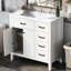 Armoire de salle de bain blanche 36 po - autoportante avec lavabo en céramique, tiroirs, meuble-lavabo moderne-165353391