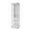 4-Tier Single Door Glass Display Cabinet with Mirrored Back & LED Lights,  Tall Curio Cabinet, Black / White-1808148637