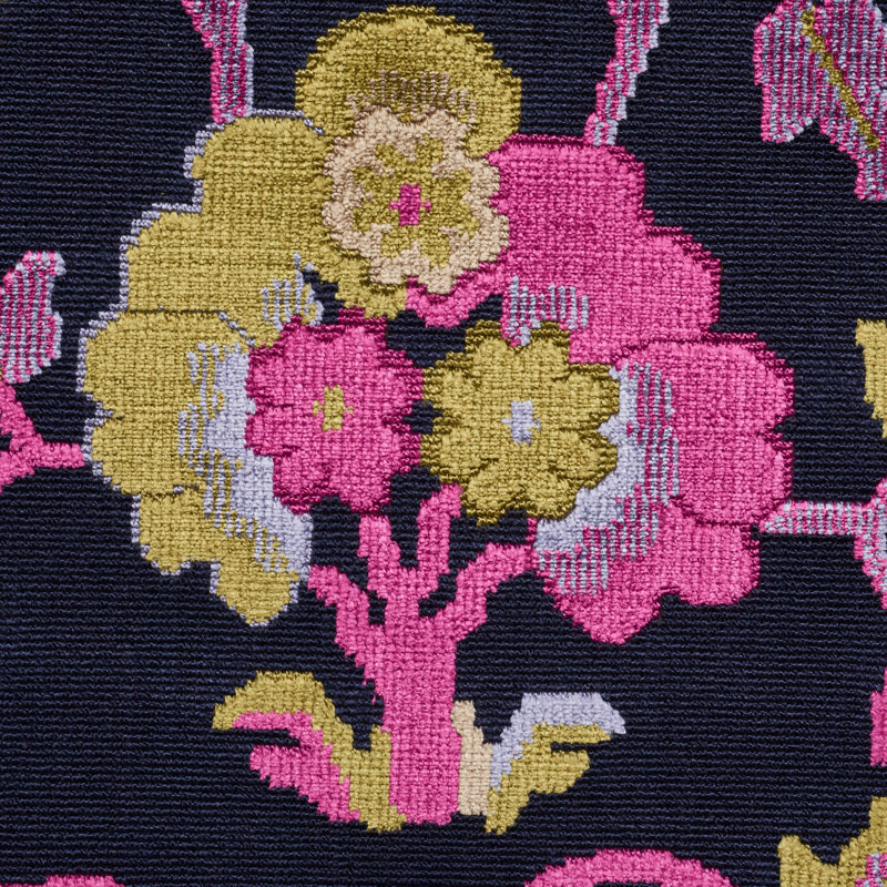 Tissu en velours Jennie, Minuit / magenta