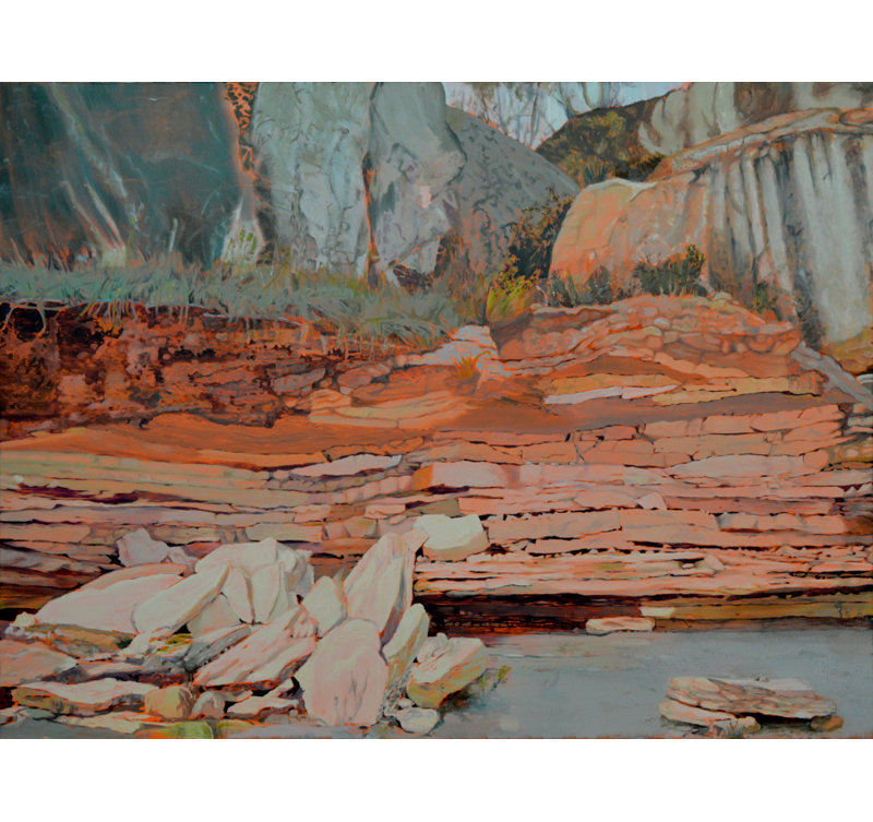 Layered River Rocks Print by Other Artist, Tan, Framed Print, 36 × 24
