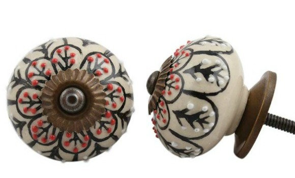Oversized Hand Painted 1.6" Diameter Round Knob