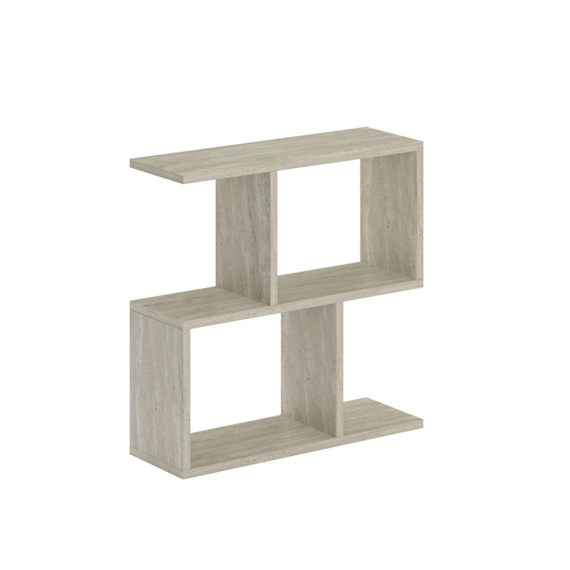Barbara Side Table Modern 2-Tier Design with Storage Compartments, Traverten