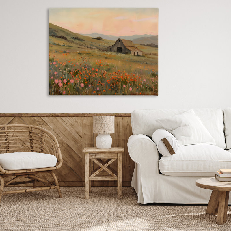 "Autumn Barn Pastoral View", art mural par Arlington Prints, H 36 po x l 48 po