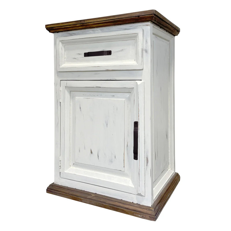 Syn 19.5'' W Solid Wood Nightstand, White/Dark Brown